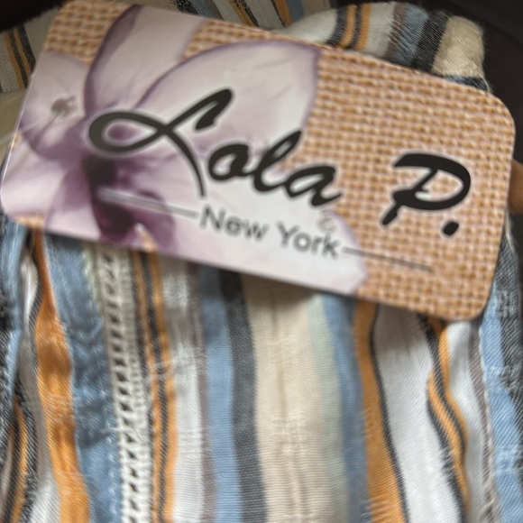 NWT Lola P. Sleeveless Blouse Top Womens S Stripes Bohemian crochet Embroidery - Picture 8 of 11